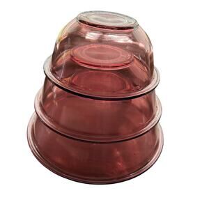 Vintage Pyrex Set of 3 Mixing Bowls Cranberry Purple Nesting 322 323 325